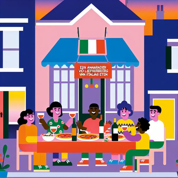Aanbevolen Italiaans restaurant voor food lovers Vriendelijke vrienden delen een maaltijd in een gezellig Italiaans restaurant met pizza en pasta