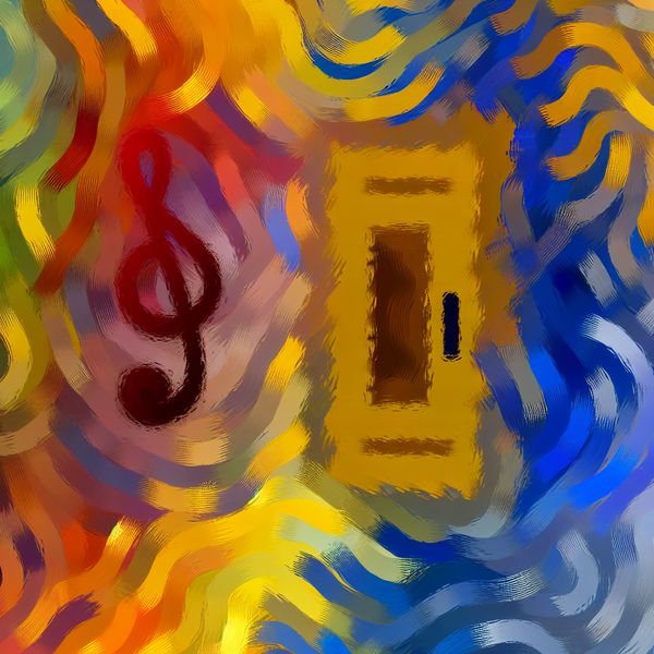 Kleurrijke abstractie van een deurbel voor taal leren Abstracte expressie van een deurbel die gaat, weergegeven als kleurrijke golven die uitwaaieren