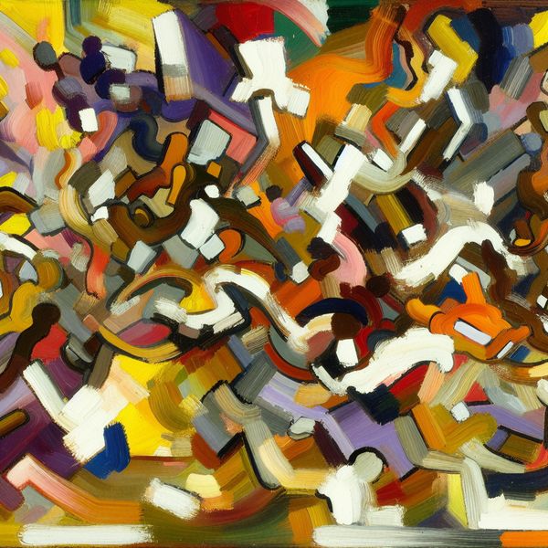 Abstracte expressie van een verhaalclimax Abstract expressionistische afbeelding met levendige kleuren die een climax van een verhaal uitbeeldt