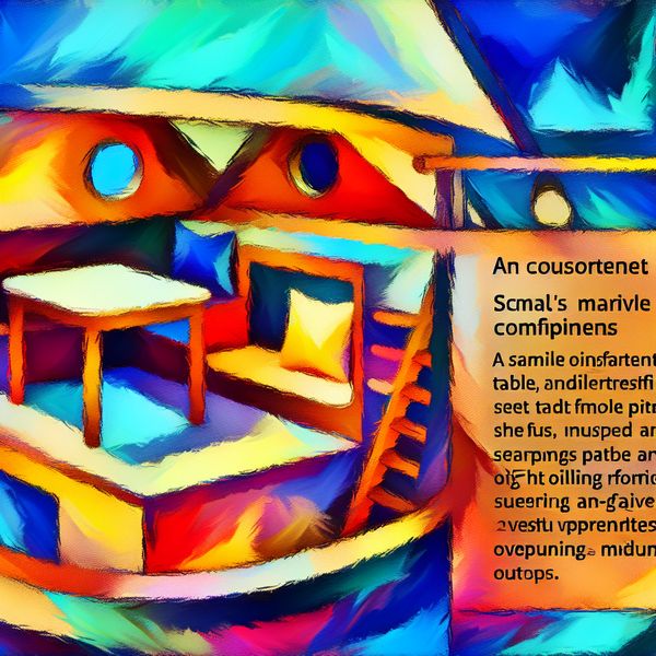 Abstracte kajuit op zeilboot Abstracte uitdrukking van een gezellige kajuit op een zeilboot met levendige kleuren en dynamische penseelstreken.