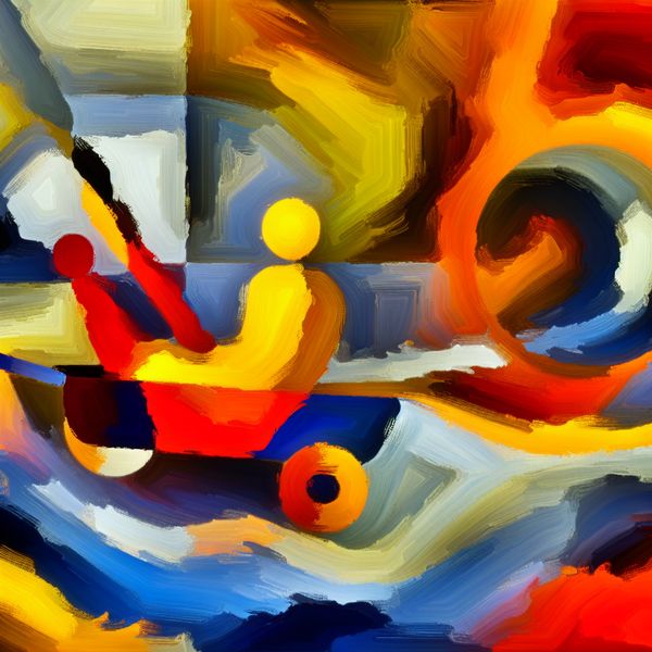 Abstracte Onderhandelingen Met Zwaartepunt in de Stijl van de Kooning Abstracte scène van intense onderhandelingen rond symbolisch zwaartepunt