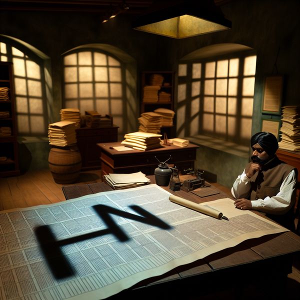 Een persoon zit aan een houten bureau in een sfeervolle kantooromgeving, gefocust op een document met de letters 'AN'.