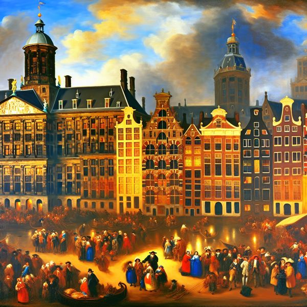 Amsterdam: Iconische Grachten en Historische Gebouwen Uitzicht op de iconische grachten van Amsterdam met historische gebouwen en levendige stadsleven