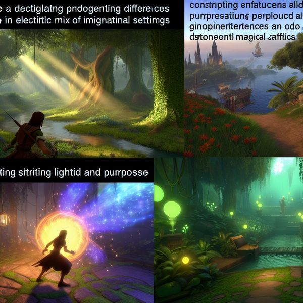 Avontuurlijke verplaatsingen in een levendige game wereld Een avontuurlijke gamekarakter beweegt zelfverzekerd door fantasierijke omgevingen, zoals een weelderig bos, een kronkelige rivier en een mystiek kasteel in de achtergrond.
