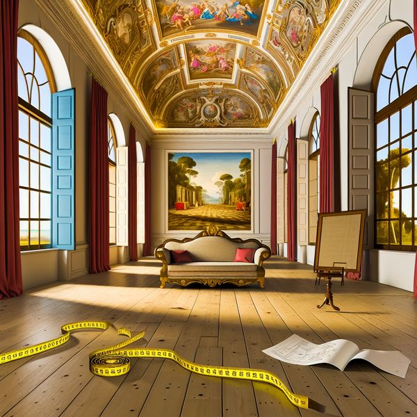 Luxueuze Barokstijl woonkamer met grote bank Elegante woonkamer in Barokstijl met een grote bank en kleurrijke schilderijen