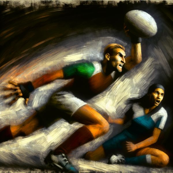 Speler maakt een plotse beweging om de bal te bemachtigen in een sportwedstrijd