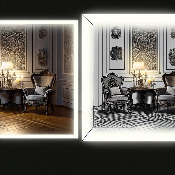 Een sfeervolle woonkamer met een elegante inrichting, schoon en opgeruimd, verlicht door kaarslicht.
