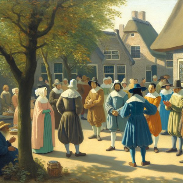 Gemeenschappelijk gebed in serene buurt Diverse groep aanbidders in een serene buurt, samengekomen voor een gemeenschappelijke dienst.