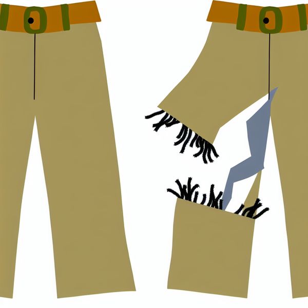 Gescheurde broekspijp - kinderillustratie voor kleding leren Minimalistische illustratie van een broek met een gescheurde broekspijp, in de stijl van Dick Bruna