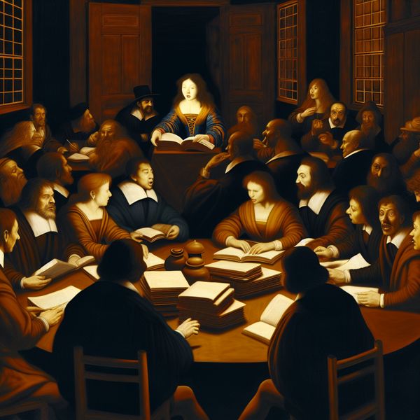 Gezellige bijeenkomst voor leren en samenwerking Een intieme bijeenkomst met een spreker en luisteraars aan een tafel vol notities en boeken in een sfeervolle kamer.