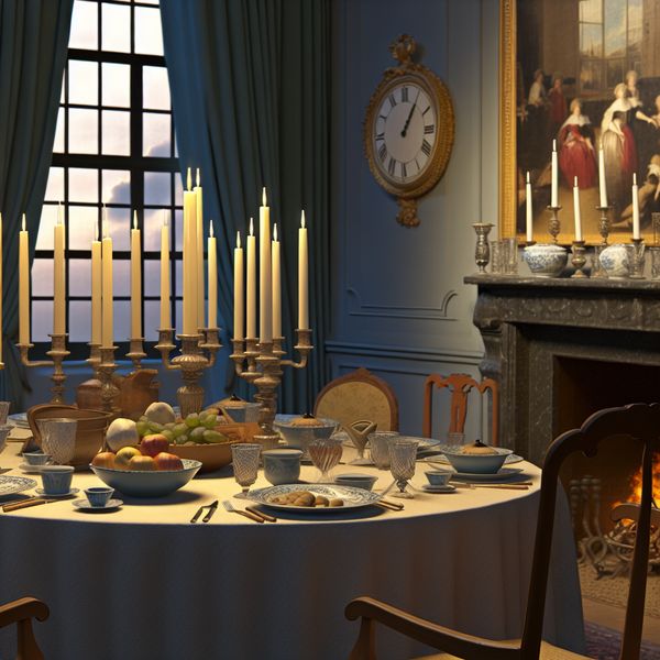 Gezellige dinerkamer met een mooi rond tafel gezellig gedekt voor een gezinsmaaltijd