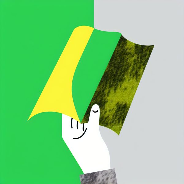 Minimalistische illustratie van een stuk textiel met een gladde goede kant en een ruwe slechte kant, geïnspireerd op Dick Bruna