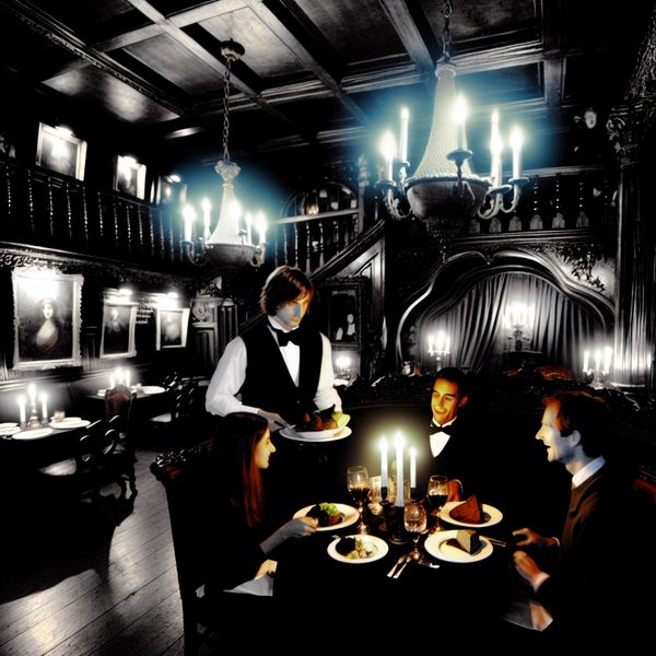 Gothisch Restaurantinterieur - Elegante Dinerserveerders Donker en sfeervol restaurantinterieur met gotische elementen