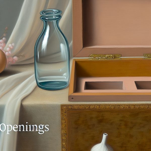 Nabij opname van een handgemaakte doos met openingen voor eenvoudig vullen, en een elegant gevormde waterfles ernaast.