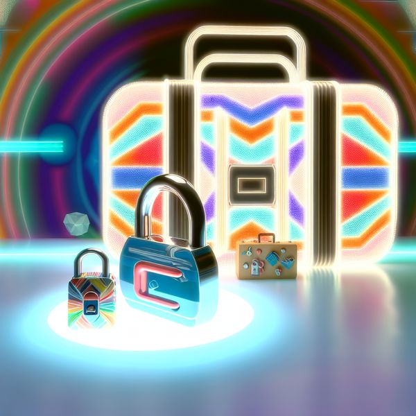 Klein Retro-Futuristisch Slotje voor Koffers Schattig, klein retro-futuristisch slot voor een koffer in levendige kleuren
