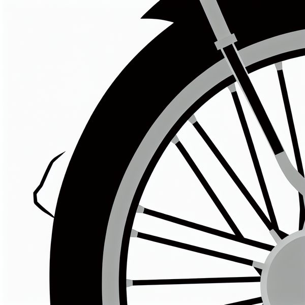 Lekke fietsband illustratie - plat rubber wiel met lekke band voor taalonderwijs Minimalistische illustratie van een fietswiel met een lekke band, plat en vervormd, in de stijl van Dick Bruna