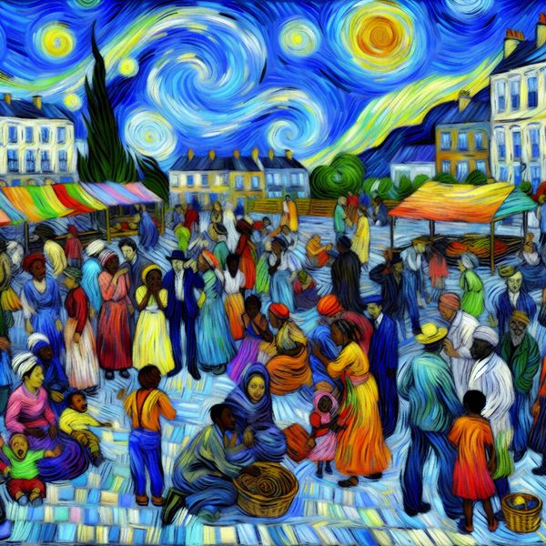 Vibrant Stadsplein met Inwoners en Gemeenschapsactiviteit Een levendige stadsplein met een diverse groep inwoners die participeren in gemeenschapsplanning.