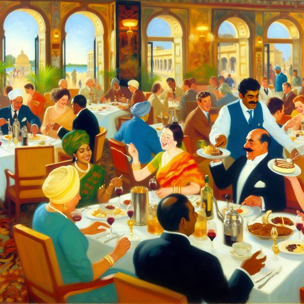 Halfpension Restaurant in Luxe Hotel - Voordelig Genieten Luxueuze restaurantsetting waarin gasten genieten van halfpension met een smakelijke maaltijd en wijn in een warme sfeer.