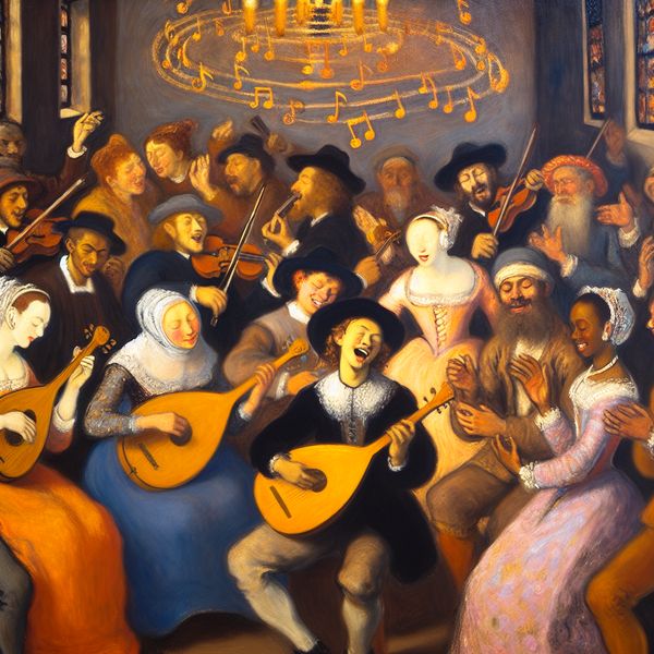 Muziek als brug tussen culturen: traditionele verbinding in Nederlandse stijl Levendige muzikale bijeenkomst waar Nederlandse en diverse culturen samenkomen door muziek als figuurlijke verbinding