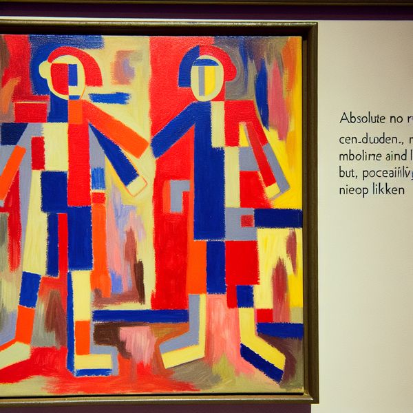 Abstract schilderij van twee totaal verschillende figuren die absoluut niet op elkaar lijken, geïnspireerd op de stijl van Karel Appel
