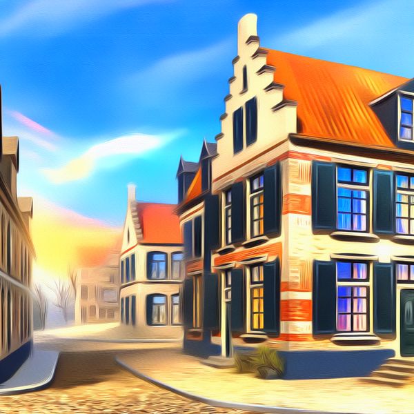 Nieuwe Woning in Pittoreske Stad Pittoreske straat met een nieuwe, prachtig ontworpen woning in een charmante stad