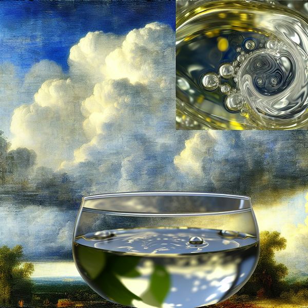 Olie en Water Scheiding in Een Glazen Kom Close-up van een glazen kom met water en olie die mooi van elkaar gescheiden zijn.