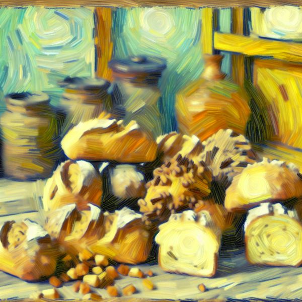 Dichtbij opname van oude, slappe broodjes op een houten tafel, enkele zijn gedeeltelijk platgedrukt met kruimels eromheen.