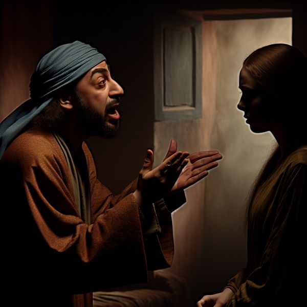 Passioneel gesprek om aandacht te vragen in een donkere ruimte Een persoon spreekt gepassioneerd tegen een andere persoon in een zwak verlichte ruimte.