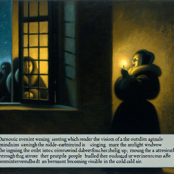 Dramatisch Nachttafereel in Rembrandt-stijl met Tegelijkertijd Zingen en Koude Rembrandt-stijl nachttafereel van zingen met open raam en koude lucht