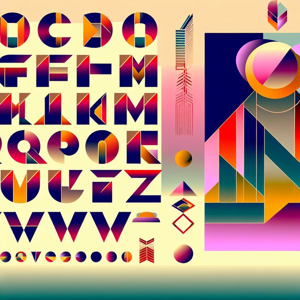 Retro-futuristische illustratie van het Nederlandse alfabet Illustratie van de 26 letters van het Nederlandse alfabet in een retro-futuristische stijl met geometrische ontwerpen en heldere kleuren.