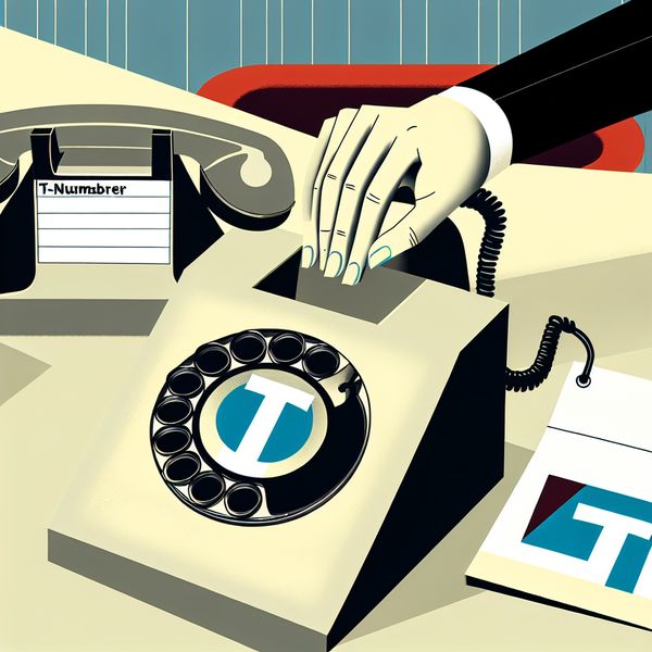 Retro telefoon met afkorting T voor telefoonnummer in informele communicatie Hand houdt een retro rotary telefoon met grote letter T op de kiesschijf, met notitieblok 't-nummer' op een minimalistisch bureau