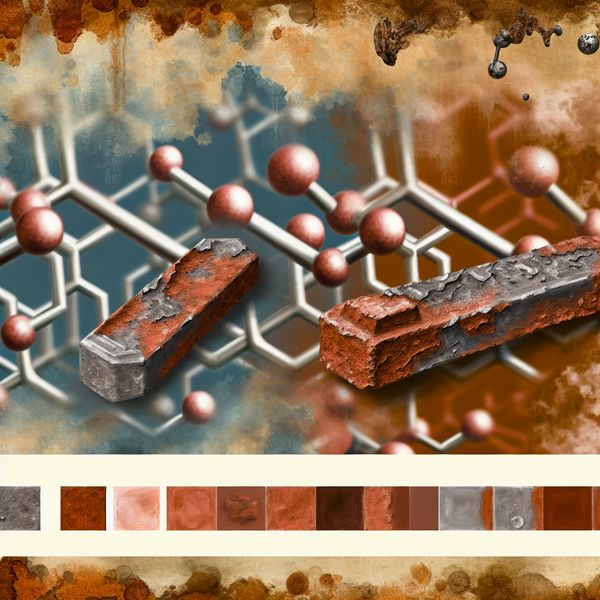 Stapsgewijze illustratie van het roestproces van ijzer, met zichtbare oxidatielagen en wetenschappelijke details in de stijl van Frans Hals
