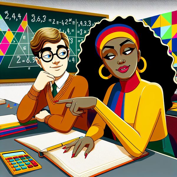 Een levendig klaslokaal met twee studenten die samenwerken aan een bureau.