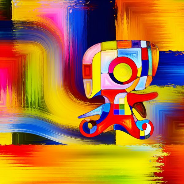 Schattig klein clublid in abstracte kunst Speelse, kinderlijke representatie van een schattig klein clublid in abstracte stijl