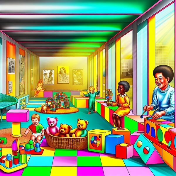 Speelkamer met kleurrijk speelgoed voor kinderen Een moderne, levendige speelkamer vol kleurrijk speelgoed zoals pluche dieren, blokken en puzzels, waarin kinderen vrolijk spelen.