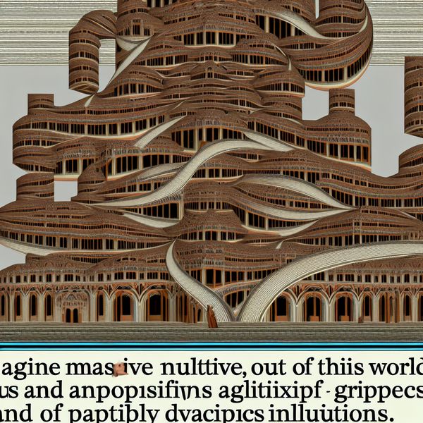 Surrealistisch Gebouw in Escher-Stijl met Grote Afmetingen Surrealistisch gebouw met onmogelijke constructies in Escher-stijl