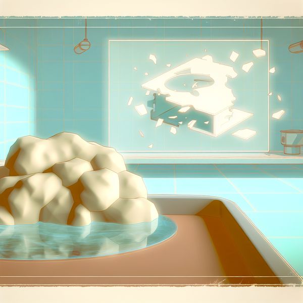 Retro-futuristische illustratie van een pannetje rijst dat verandert in een dikke, papperige massa, symboliserend voor mislukking of chaos