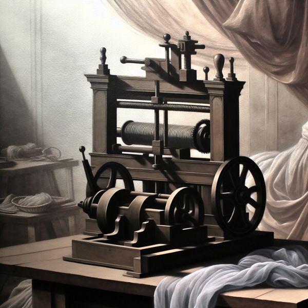 Traag Reagerende Machine in Vintage Werkplaats Een antiek mechanisch apparaat in een zacht verlichte werkplaats, symboliserend de 'traag reagerende machine' met roestige tandwielen en hendels die langzaam bewegen.