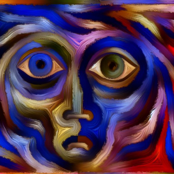 Vermoeide Ogen Abstractie Na Een Lange Werkdag Abstracte afbeelding van vermoeide ogen in levendige kleuren die uitputting na een lange werkdag uitdrukt.