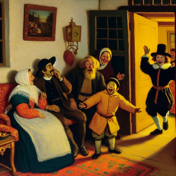 Verraste familie ontmoeting in gezellige woonkamer Verraste familie in een gezellige woonkamer met een kind dat een grootmoeder ontmoet.