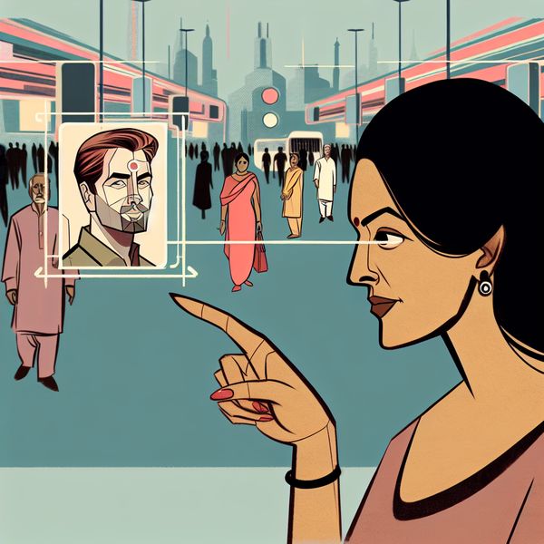 Visuele uitleg verwijzen naar iemand - taalmetafoor voor doelen op of wijzen naar Illustratie van een persoon die subtiel naar zijn broer wijst in een drukke stad, als visuele metafoor voor verwijzen of doelen op iemand