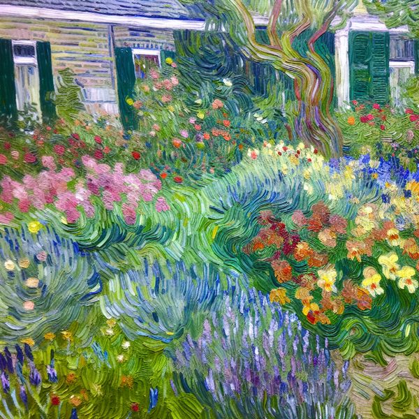 Levende Voorkant - Tuin in Van Gogh-Stijl levendige tuin aan de voorkant van een huis in Van Gogh-stijl