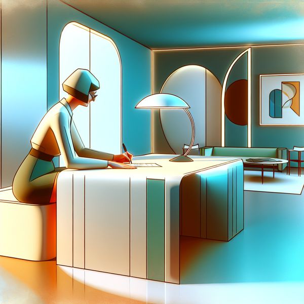 Een middelbare vrouw ondertekent een huurcontract aan een modern bureau in een lichte kantooromgeving.