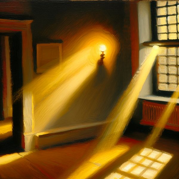 Zonnige kamer met warm licht dat door een raam naar binnen stroomt, geïnspireerd op de schilderstijl van Frans Hals