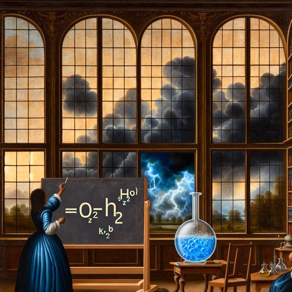 Zuurstofsymbool O in chemische formule H₂O op schoolbord - Wetenschappelijke illustratie O-symbool voor zuurstof gloeit in chemische formule H₂O op krijtbord met correctie van Z naar O
